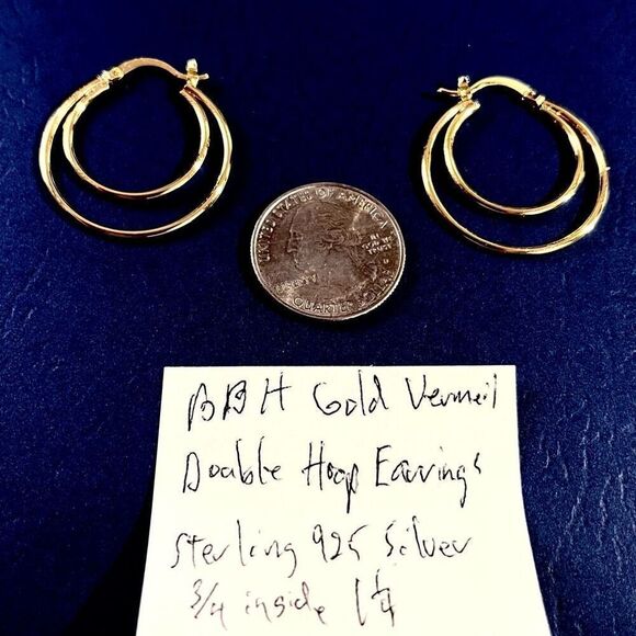 BBH Gold Vermeil Double Hoop Earringd - Picture 10 of 10